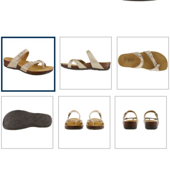 SAS Jett Toe Loop Slide LEATHER Tripad Soft Footbed Comfort Sandal Gold/Tan 10 - Picture 4 of 16